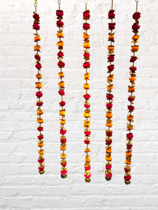 Pompom Lari with Bells, Set of 5