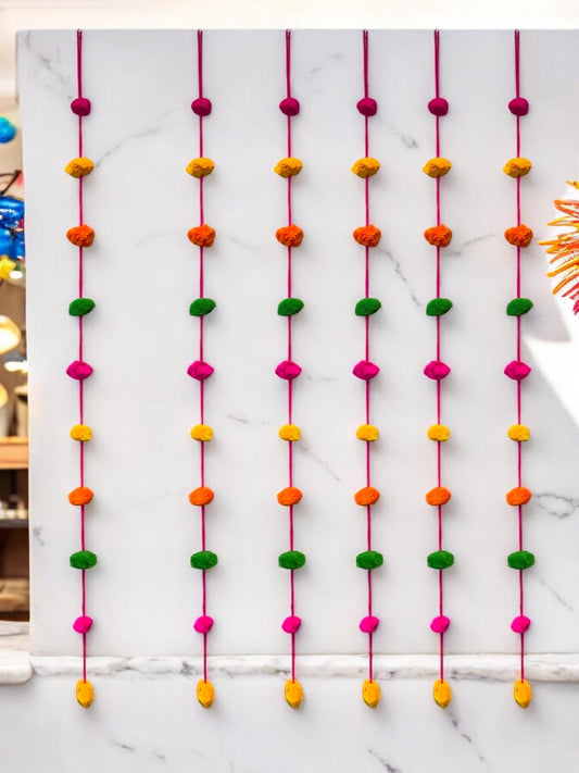 60" Long Pom Pom Strings, Set of 6