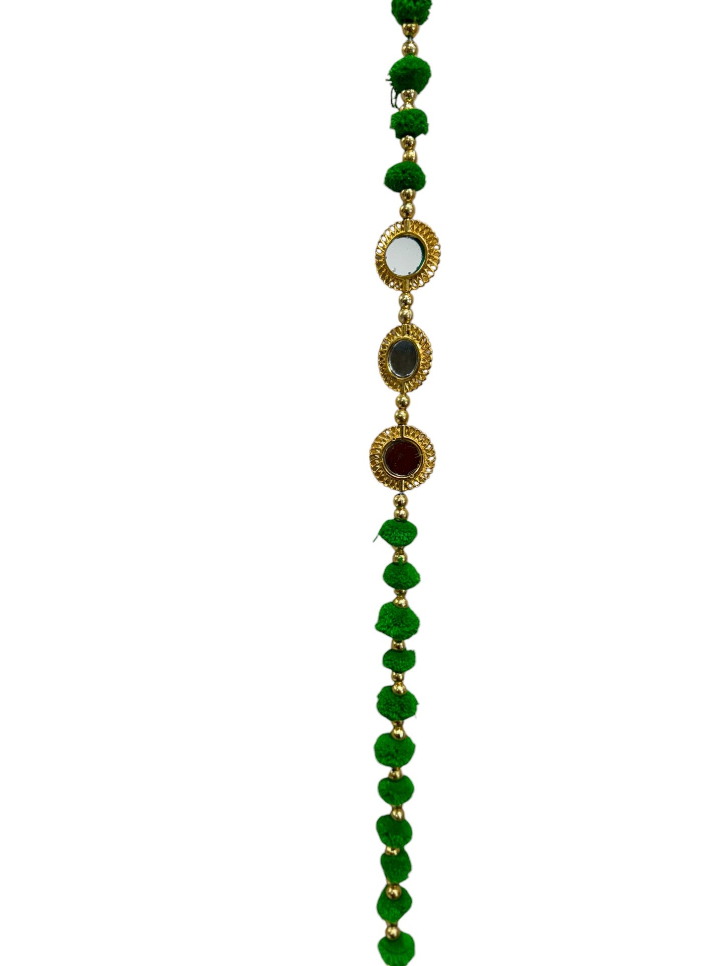 52" Long Pompom & Real Mirror Lari, Set of 5