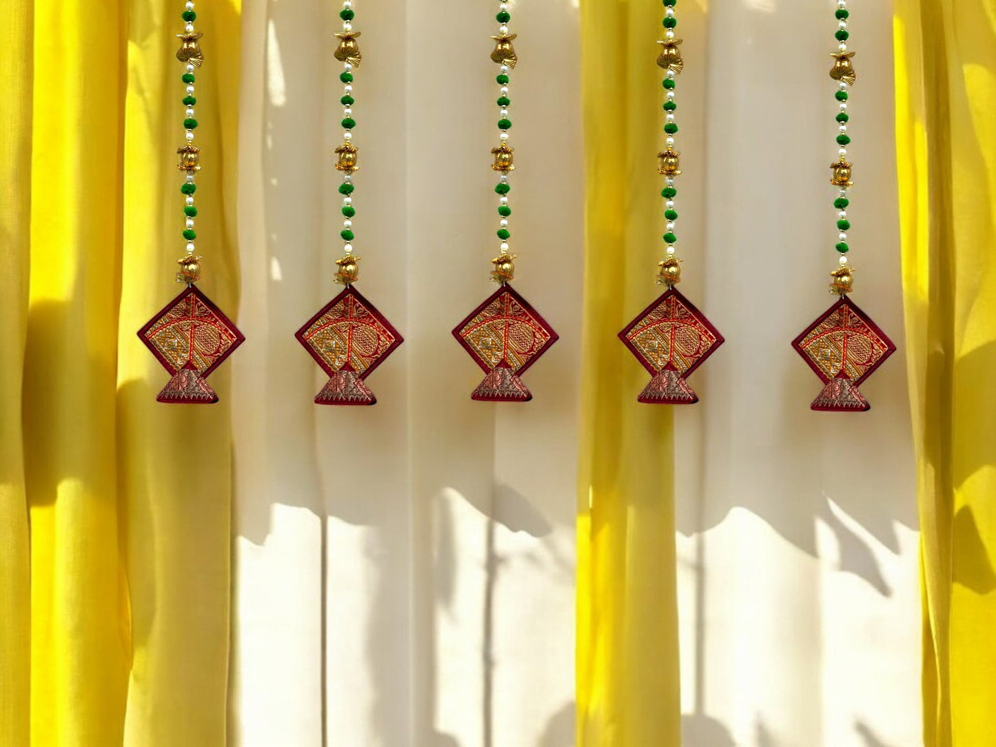 26" Long Gota Ball & Pearl Lari with Kite Tassels for Lohri or Makar Sankranti, Set of 5