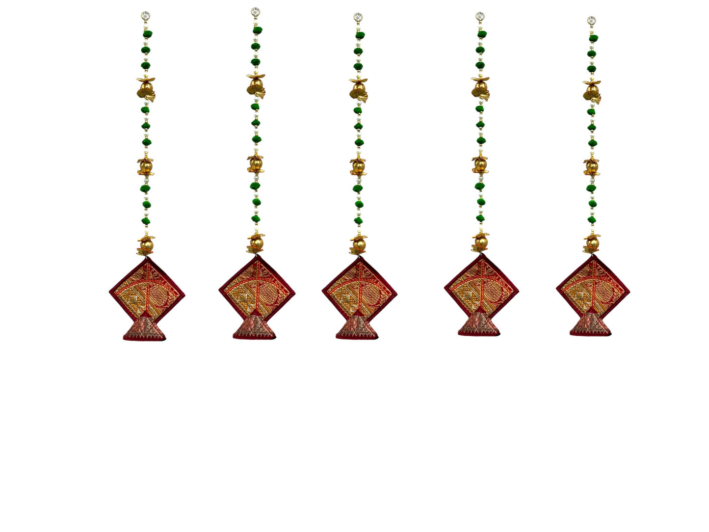 26" Long Gota Ball & Pearl Lari with Kite Tassels for Lohri or Makar Sankranti, Set of 5