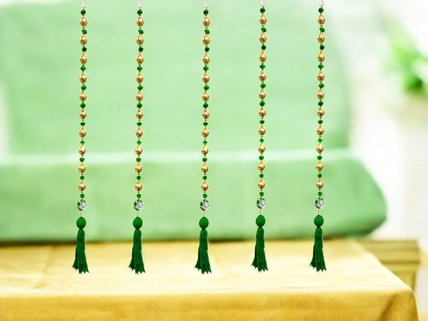 36" Gota Ball Lari With Tassels, set of 5
