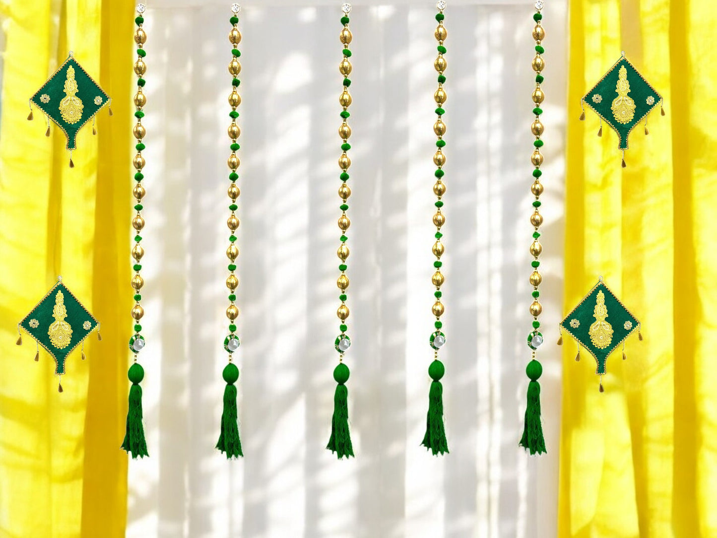 36" Gota Ball Lari With Tassels, set of 5