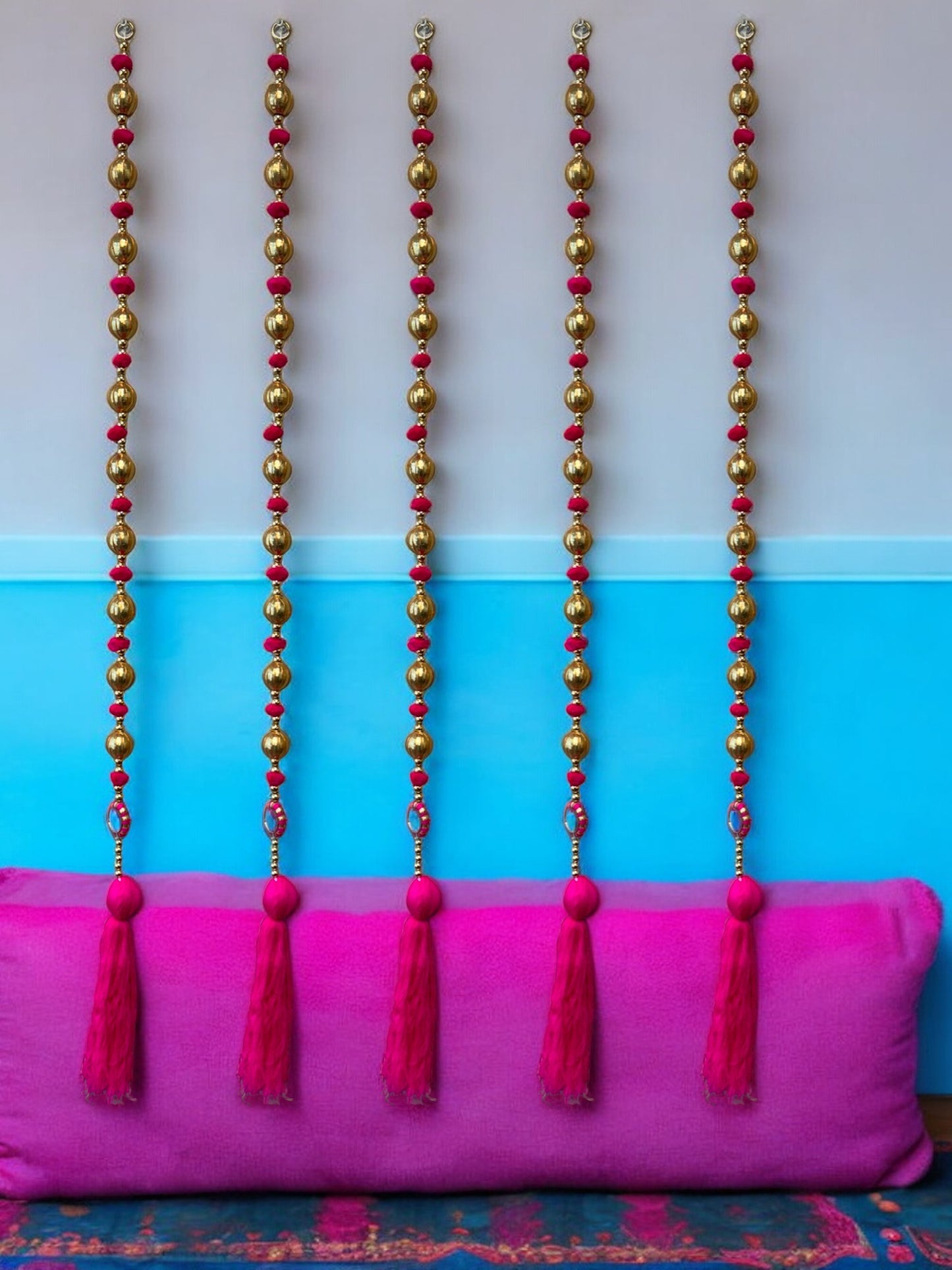 36" Gota Ball Lari With Tassels, set of 5