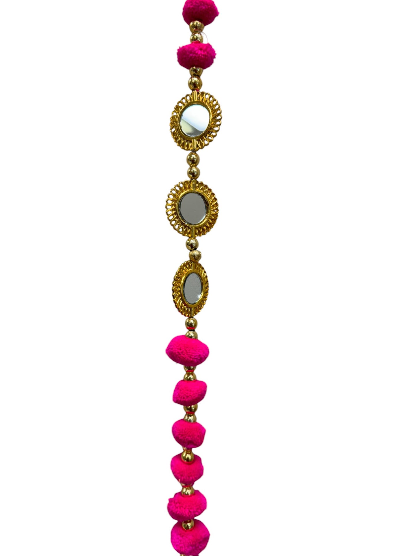 52" Long Pompom & Real Mirror Lari, Set of 5