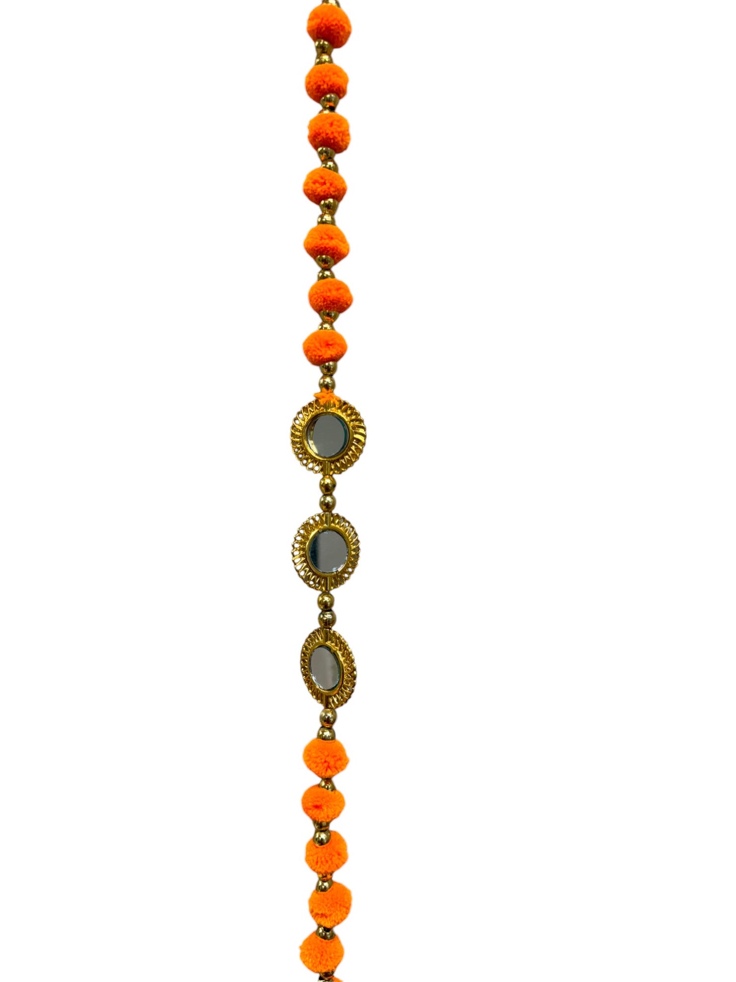 52" Long Pompom & Real Mirror Lari, Set of 5