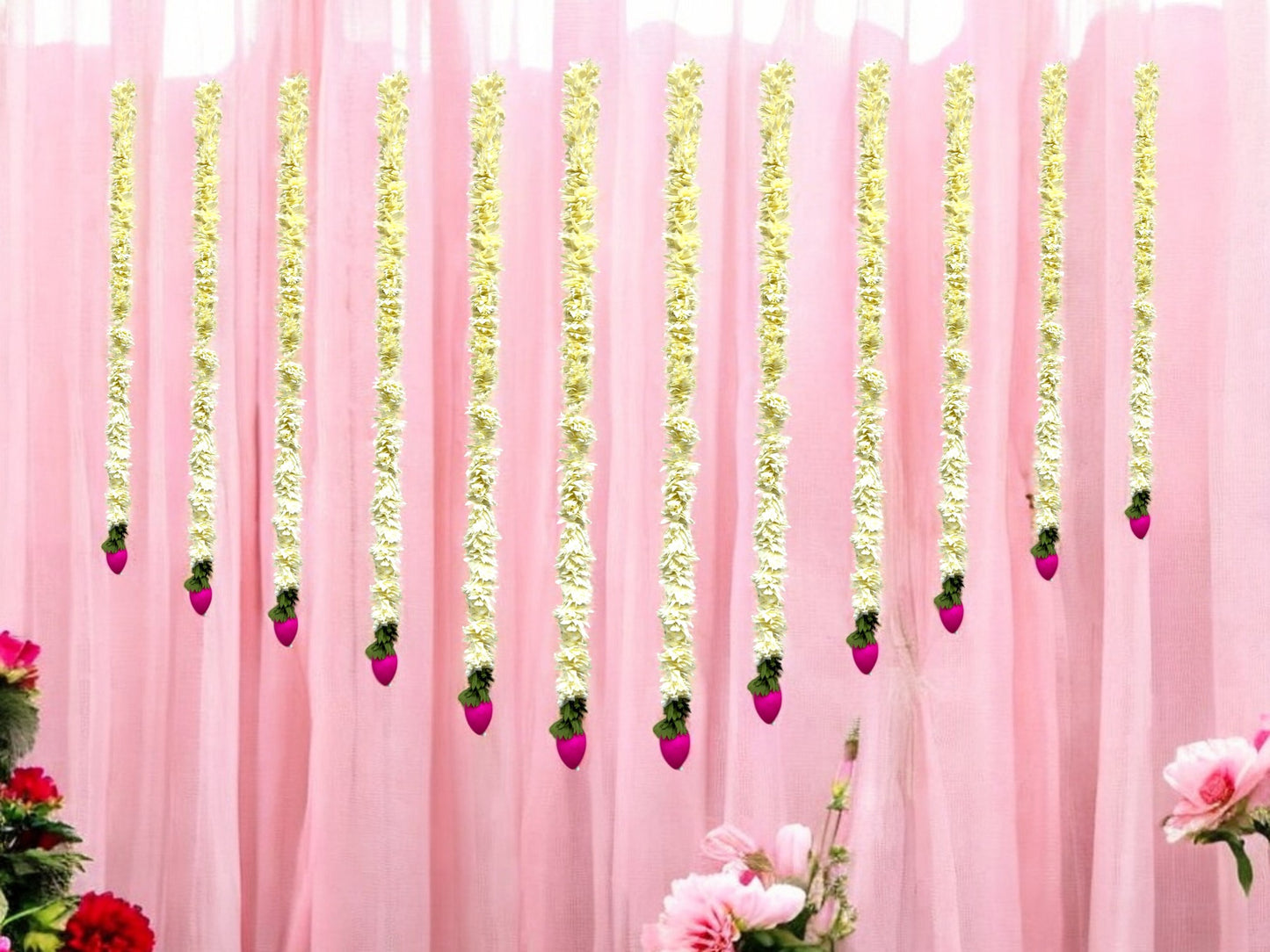 3 Feet Long Plastic Lotus Lari, Set of 12