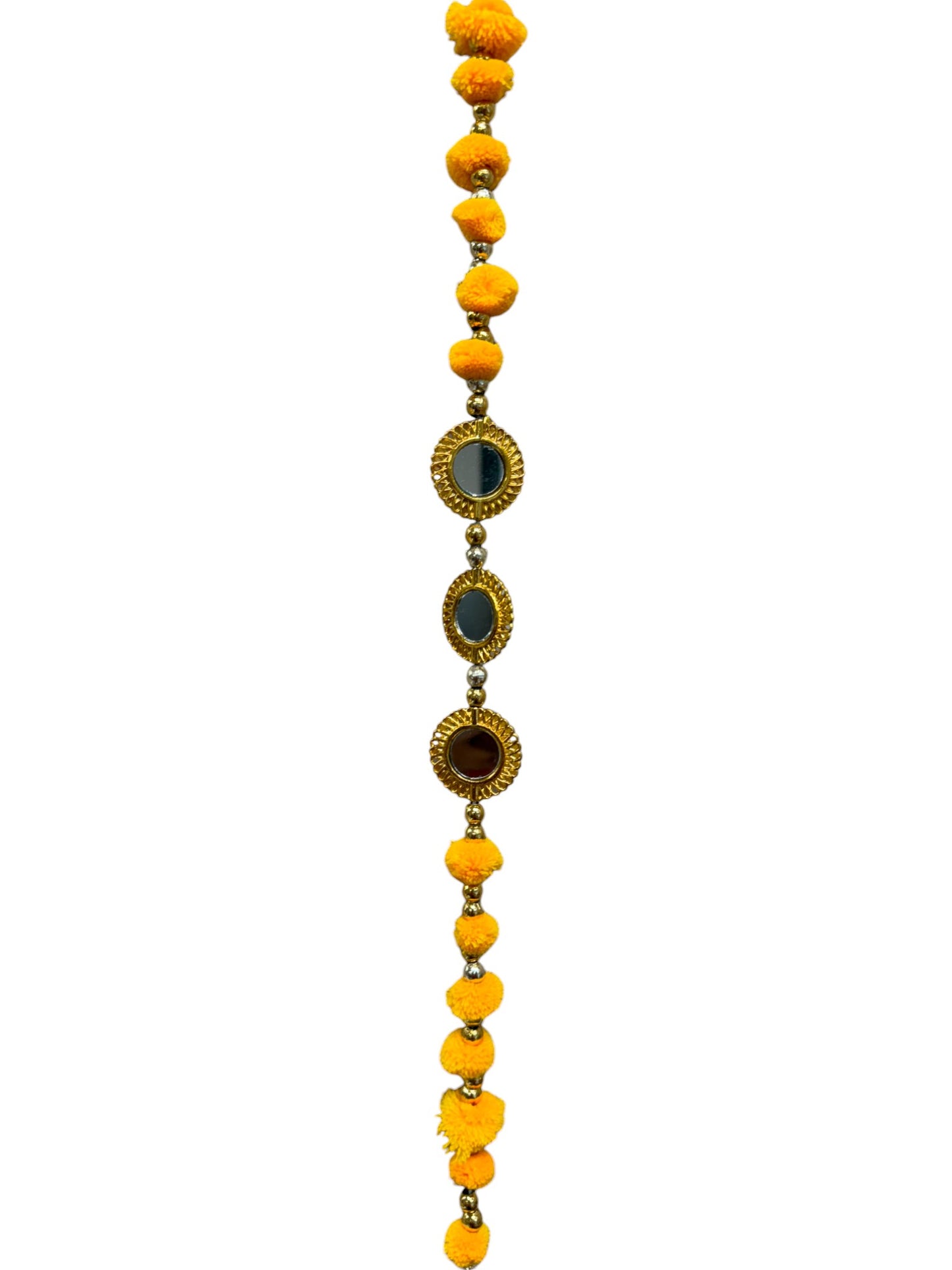 52" Long Pompom & Real Mirror Lari, Set of 5
