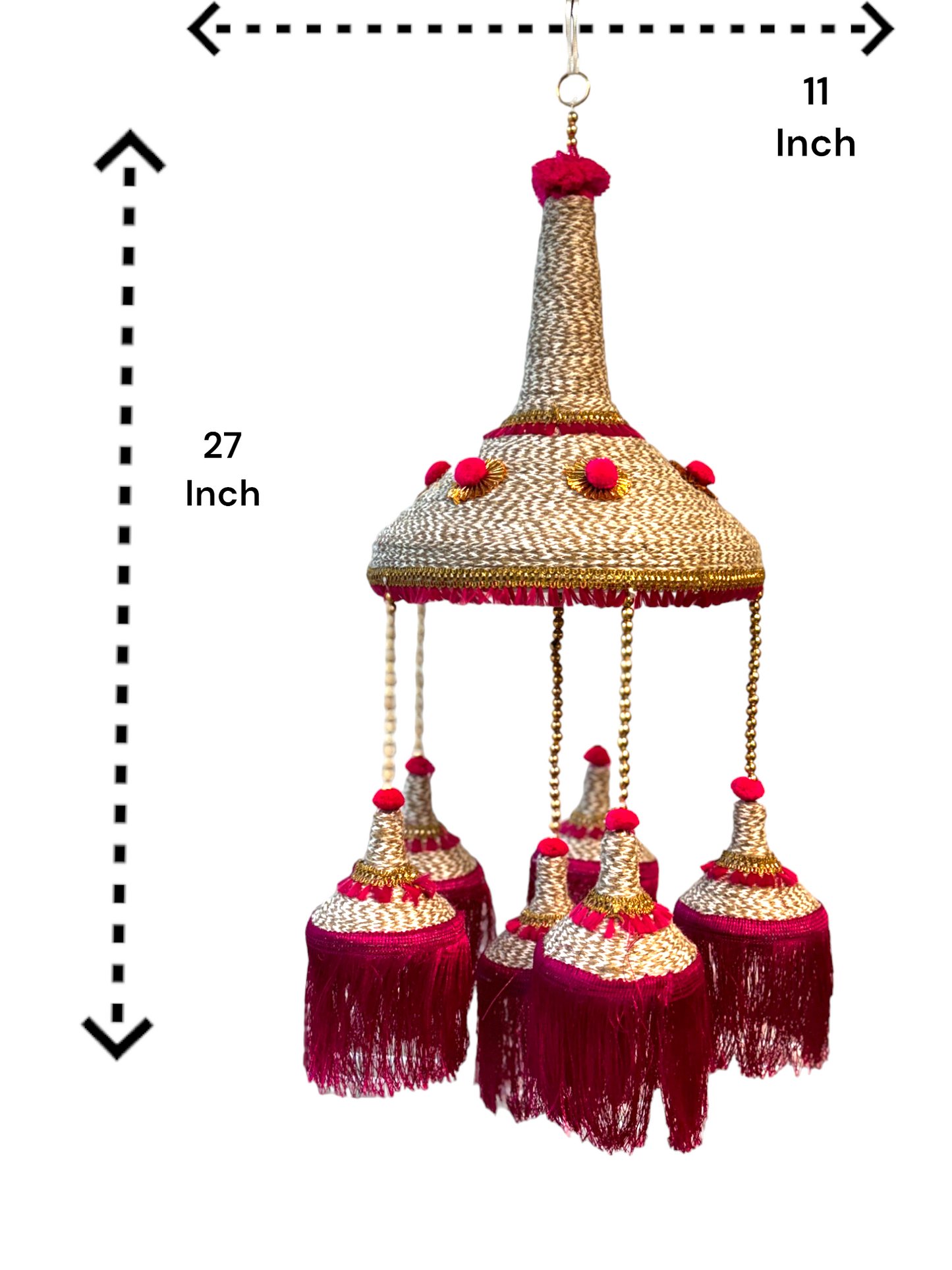 Jute Jhoomer with PomPom & Tassels