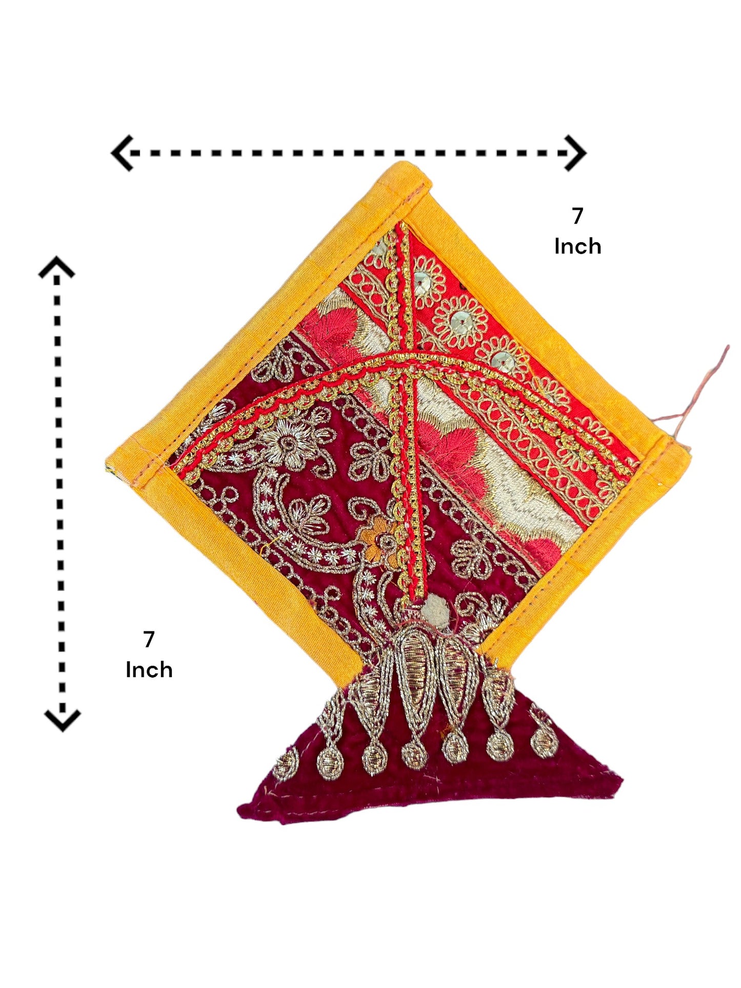 Fabric Kites with Zardozi, Set of 10