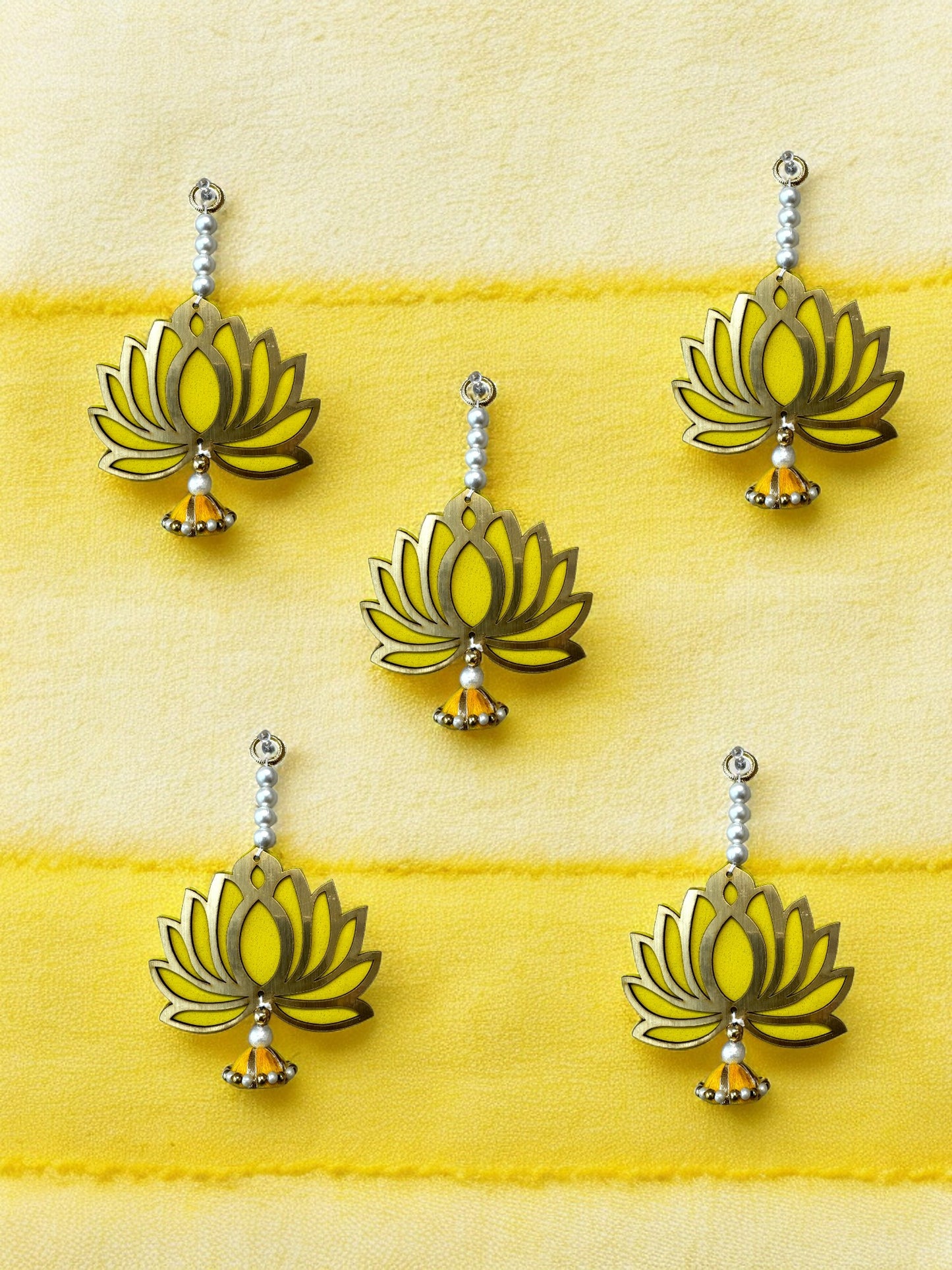 Ready to Gift Combo - Lotus Hangings & Elephant Diya in Organza Potli