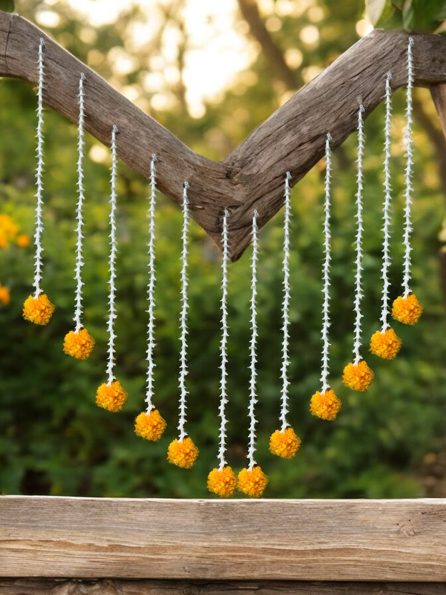 19" Long Marigold Malai Lari, Set of 12