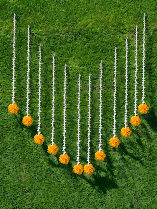 19" Long Marigold Malai Lari, Set of 12