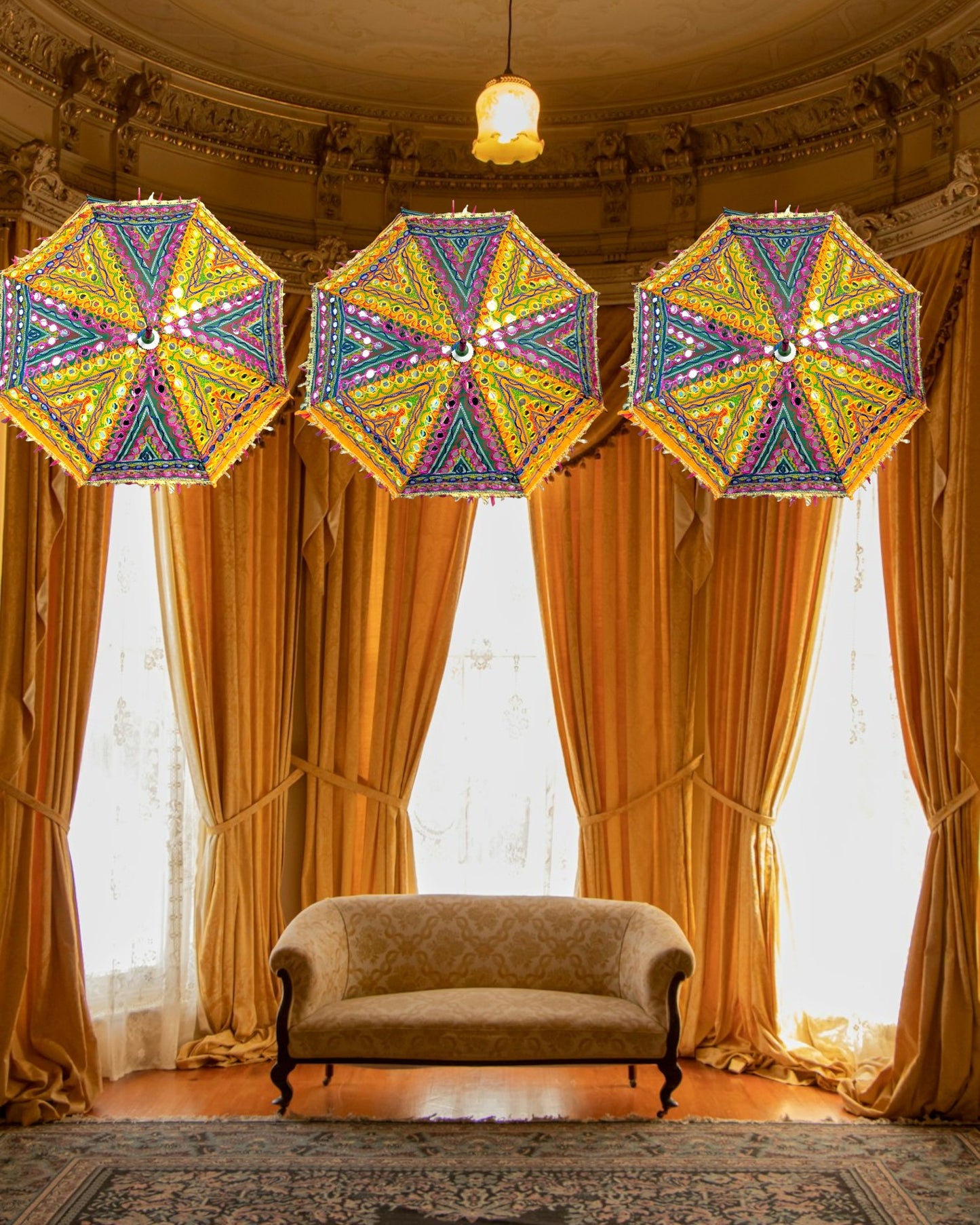 Multicolored Umbrella with Mirror -Set of 3