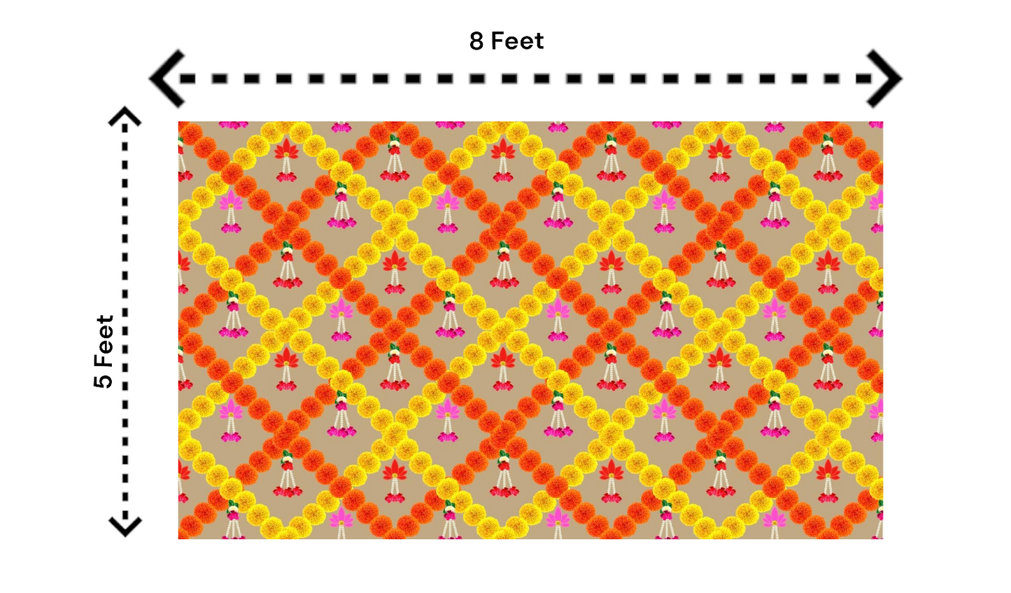 Traditional Indian Backdrop Banner for Diwali, Wedding, Seemantham Ceremony, Housewarming - 5 x 8 Feet Fabric Backdrop (1018)