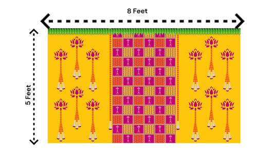 Traditional Indian Backdrop Banner for Diwali, Wedding, Seemantham Ceremony, Housewarming - 5 x 8 Feet Fabric Backdrop (1120)