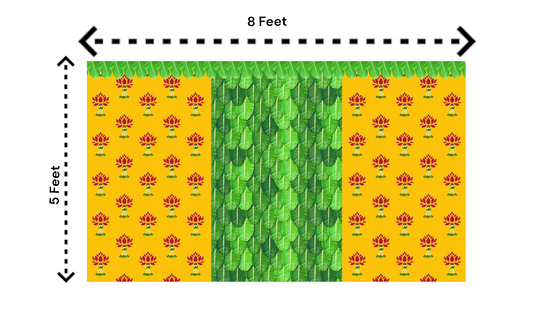Traditional Indian Backdrop Banner for Diwali, Wedding, Seemantham Ceremony, Housewarming - 5 x 8 Feet Fabric Backdrop (1073)