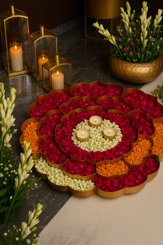 Big Metal Urli Tray with Compartments