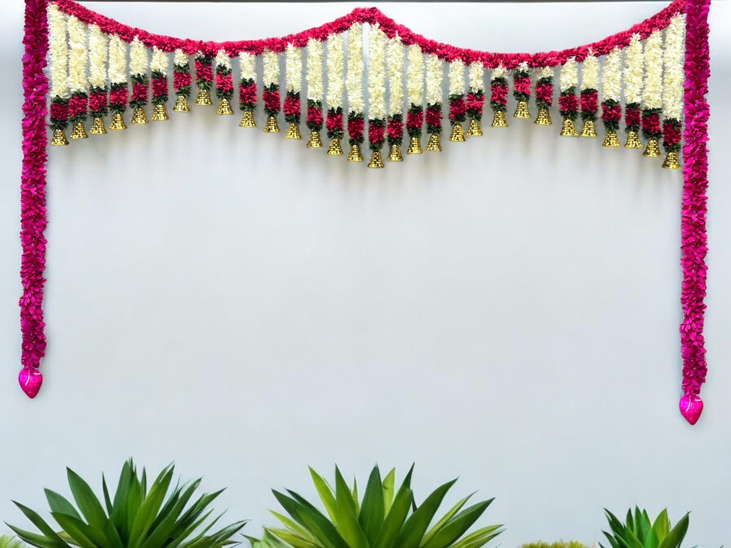 72" Long Artificial Flower Toran with Bell