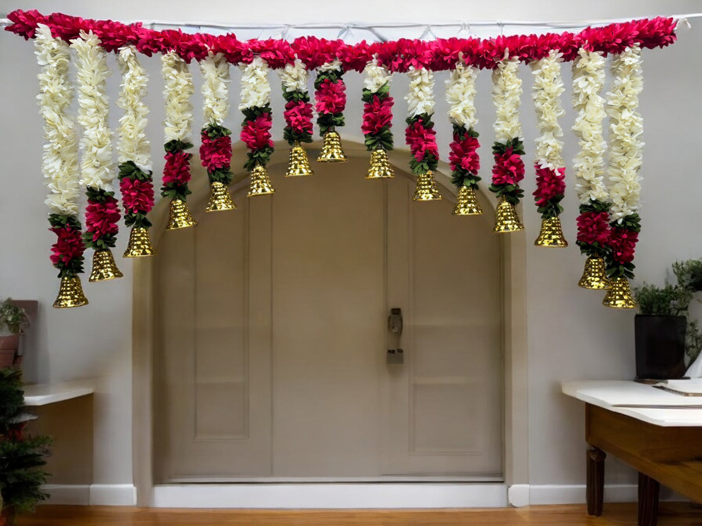 40" Long Artificial Flower Toran with Bell