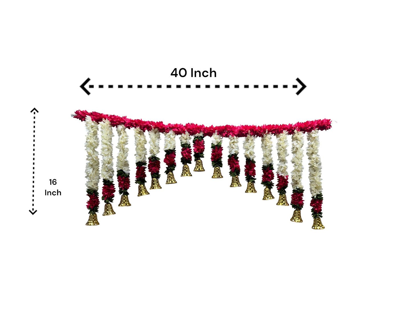 40" Long Artificial Flower Toran with Bell