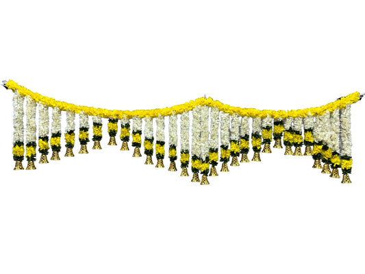 72" Long Artificial Flower Toran with Bell