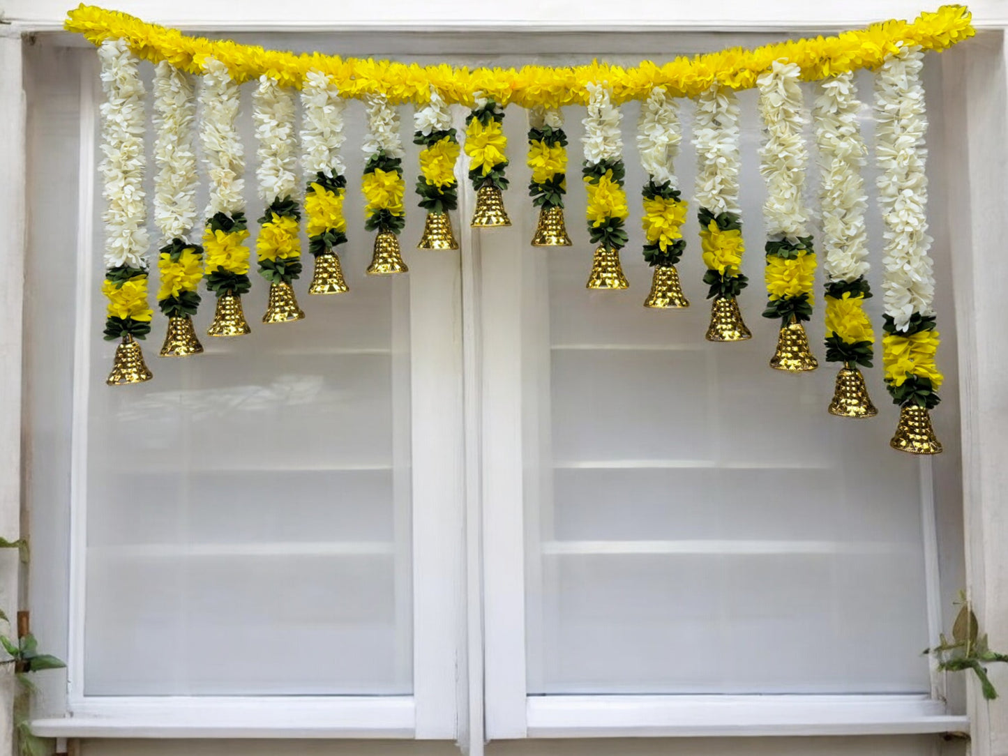 40" Long Artificial Flower Toran with Bell