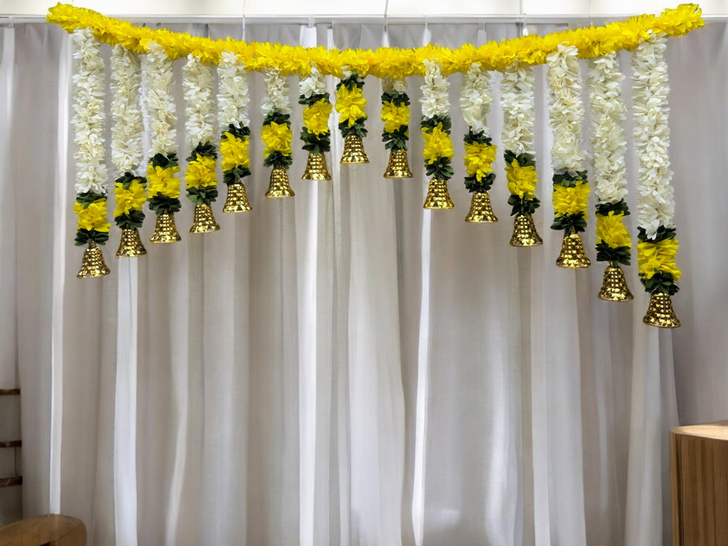 40" Long Artificial Flower Toran with Bell