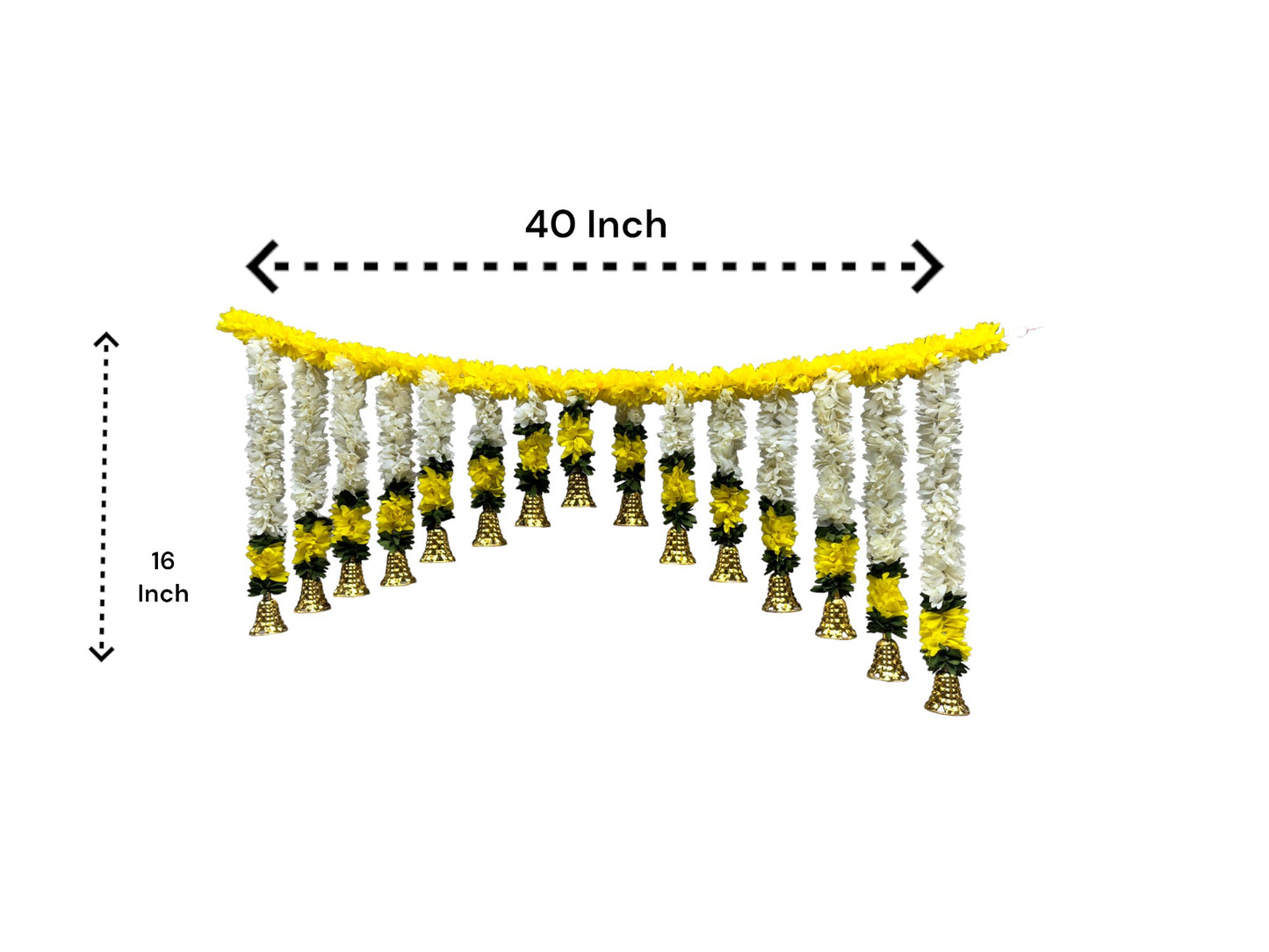 40" Long Artificial Flower Toran with Bell