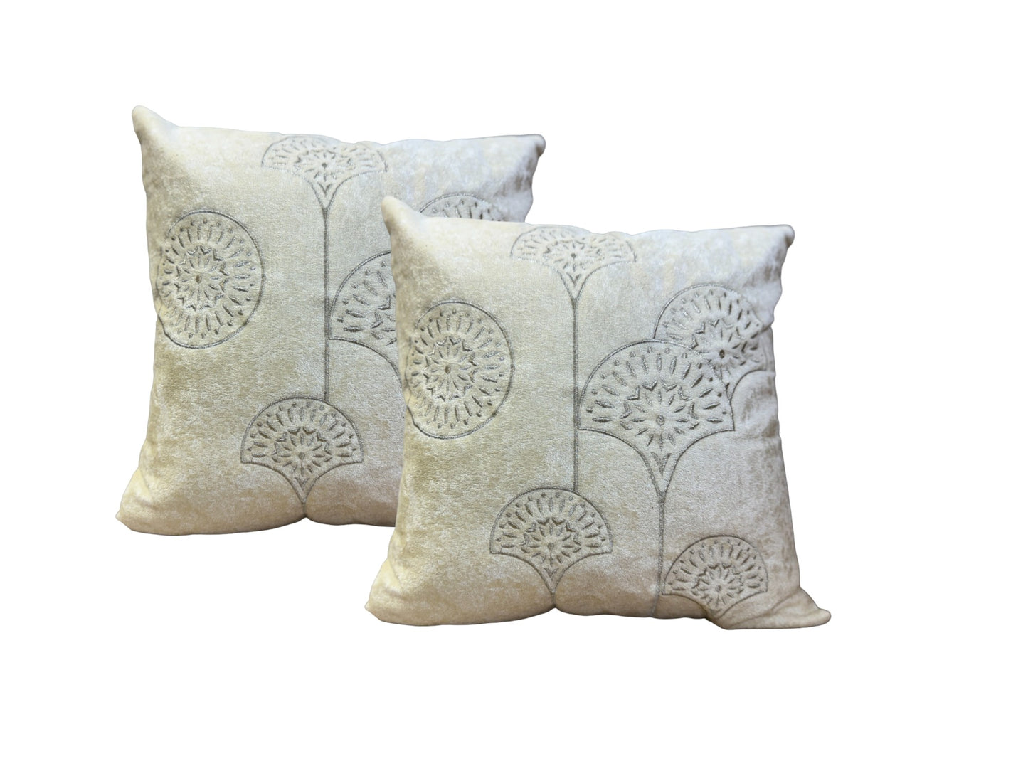 Velvet Cushion or Pillow Cover with Golden Embroidery Set of 2