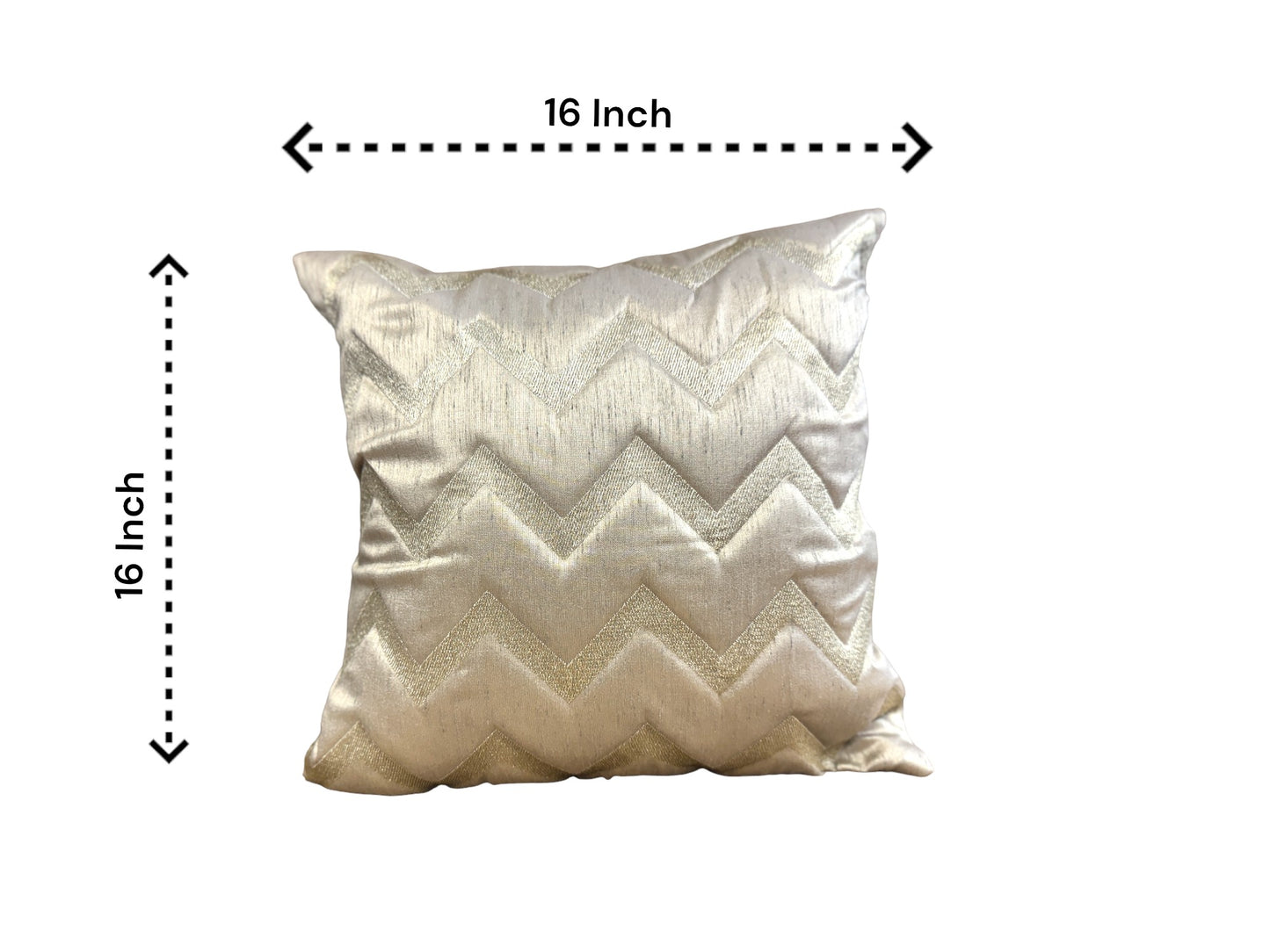 Silk Cushion or Pillow Cover with Golden Zigzag Embroidery, Set of 2