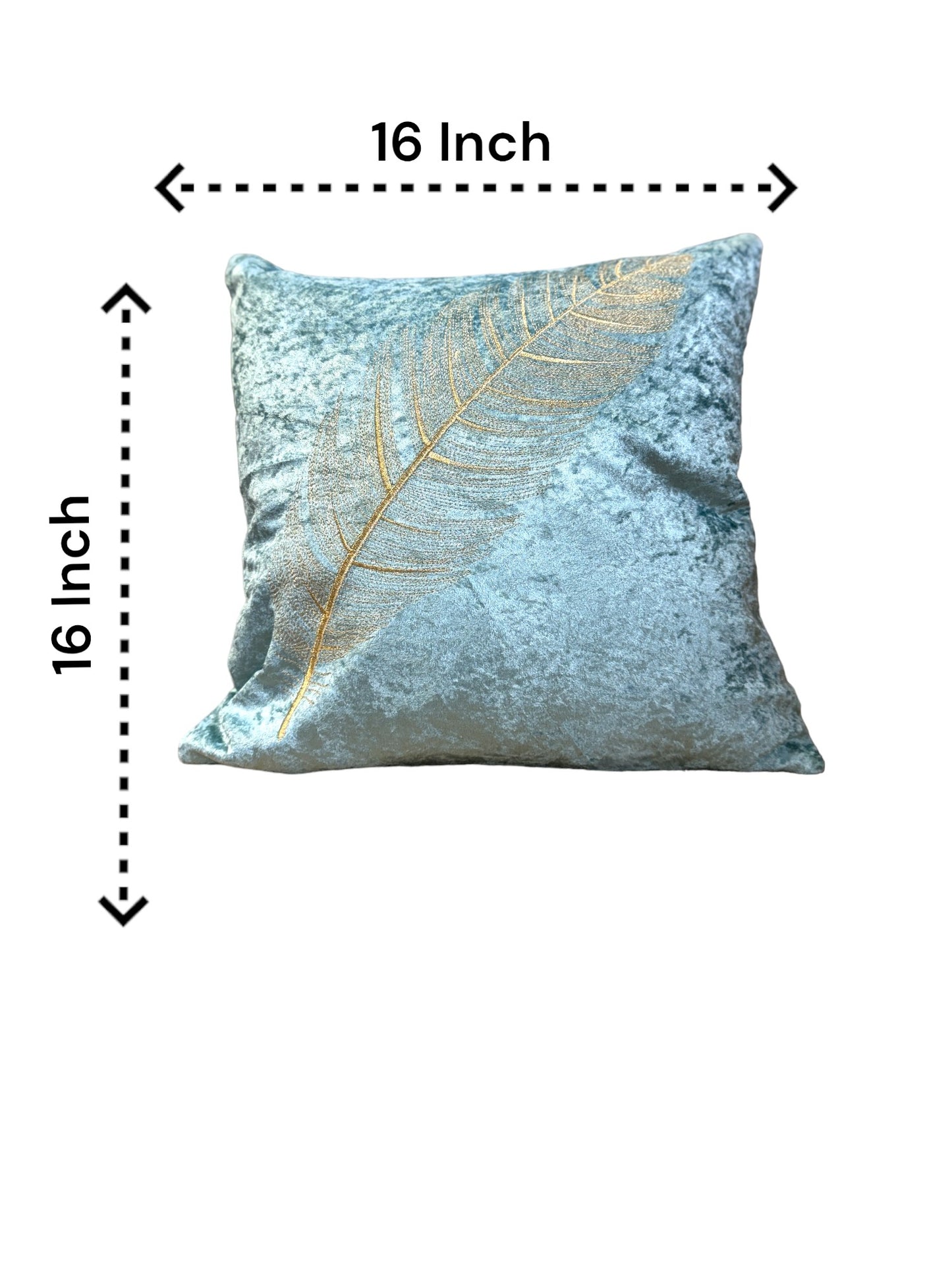 Velvet Cushion or Pillow Cover with Golden Feather Embroidery, Set of 2