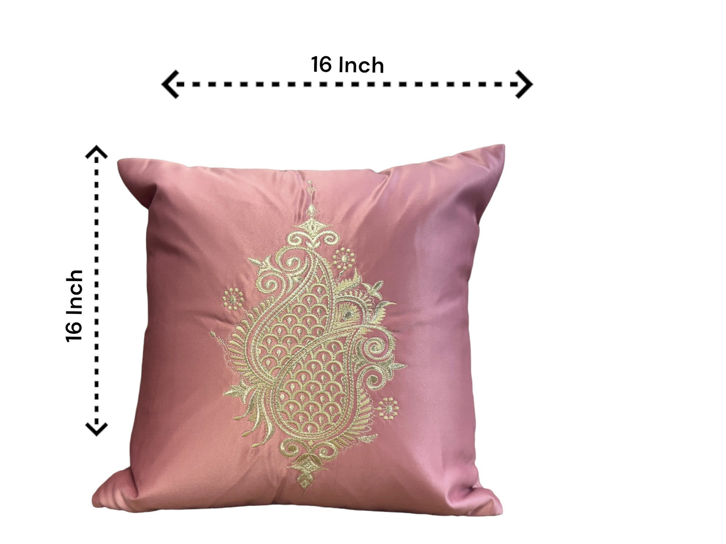 Satin Cushion or Pillow Cover with Koyari Embroidery, Set of 2