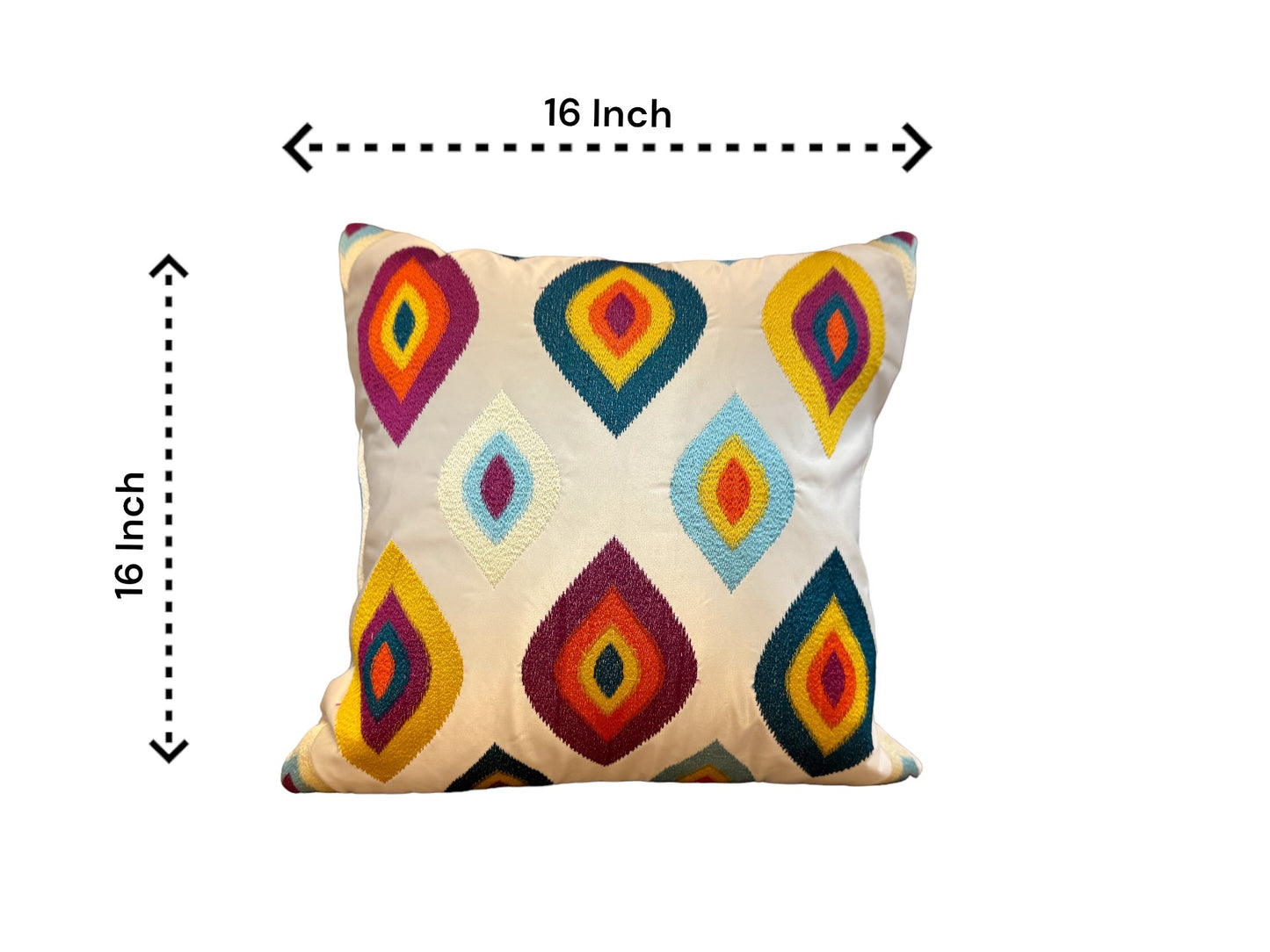 Satin Cushion or Pillow Cover with Eye Embroidery, Set of 2