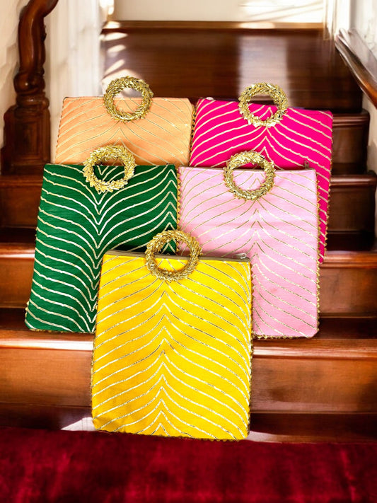 Gota Patti Bag with Handle & Zipper, Set of 5