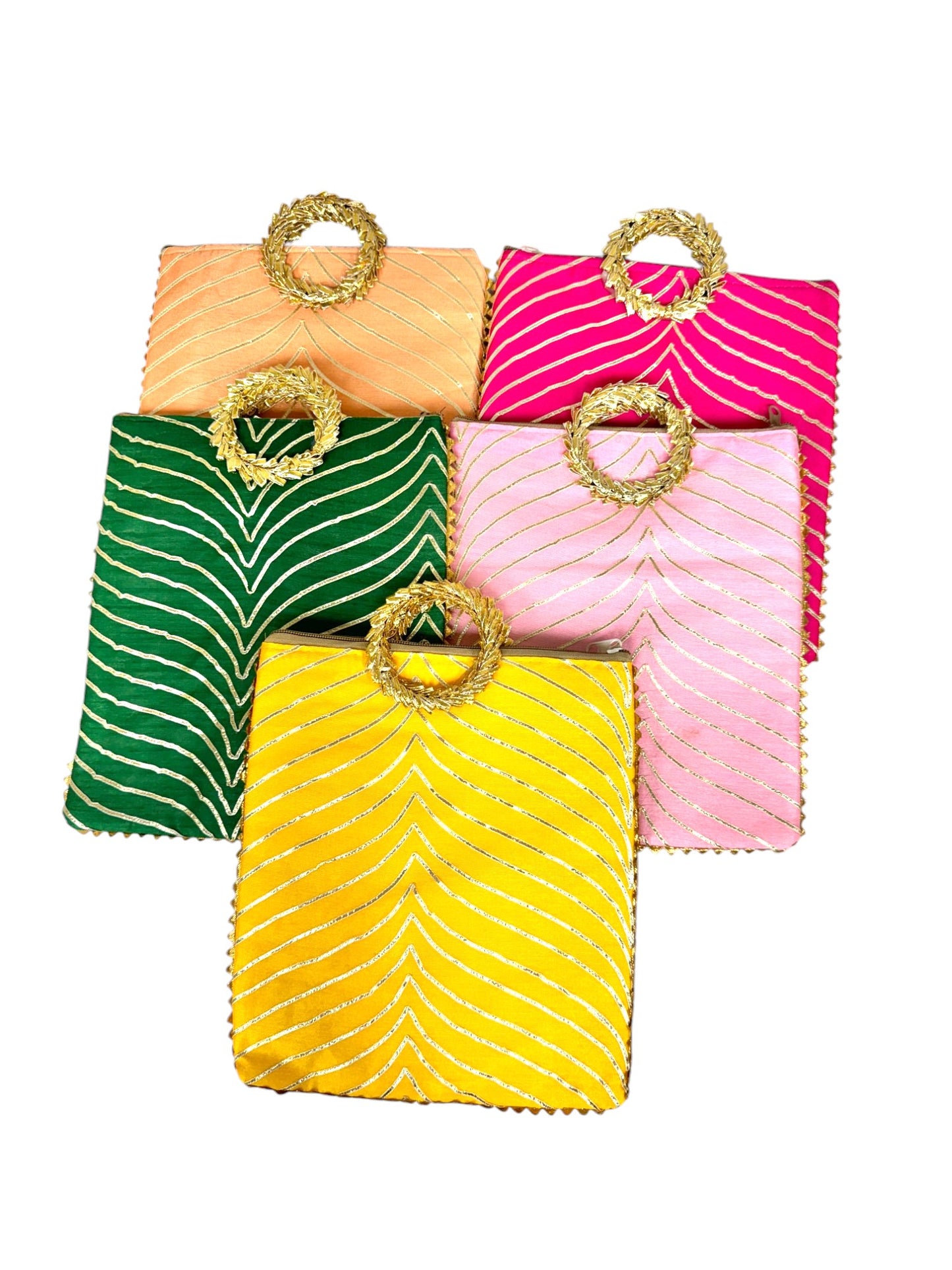 Gota Patti Bag with Handle & Zipper, Set of 5