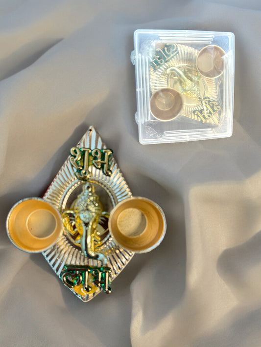 Haldi Kumkum Plate with Ganesha & Shubh Labh, Set of 5