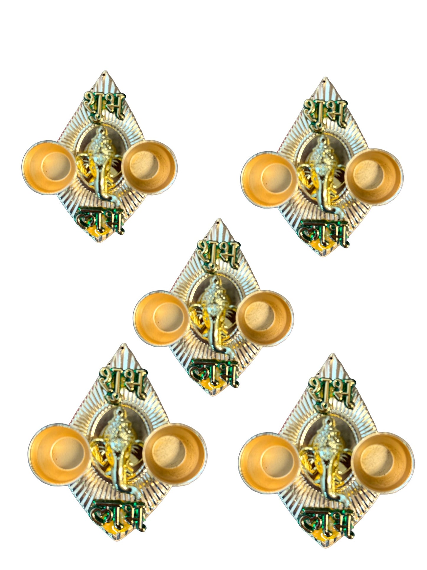 Haldi Kumkum Plate with Ganesha & Shubh Labh, Set of 5