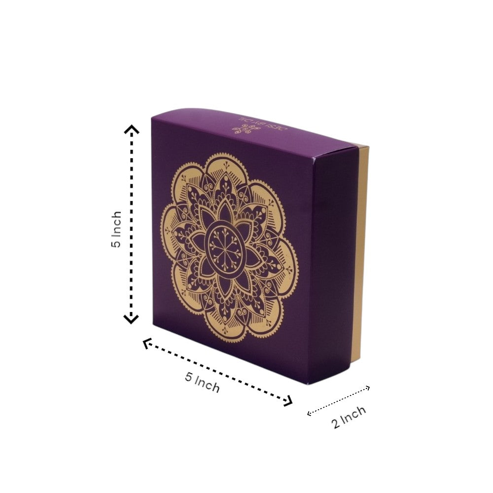 Rangoli Pattern Printed Gift Box, Set of 4 - Indian Sweet Boxes/ Pack Gifts or Prasad