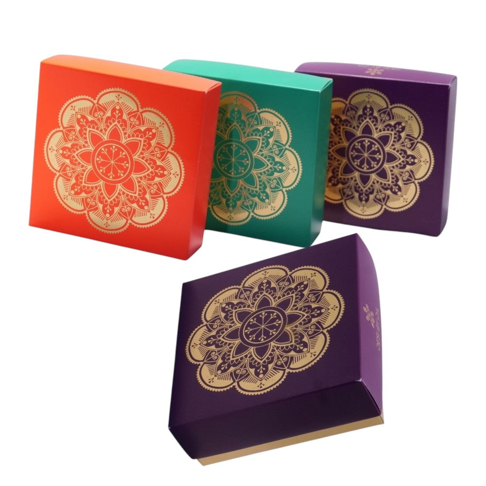 Rangoli Pattern Printed Gift Box, Set of 4 - Indian Sweet Boxes/ Pack Gifts or Prasad