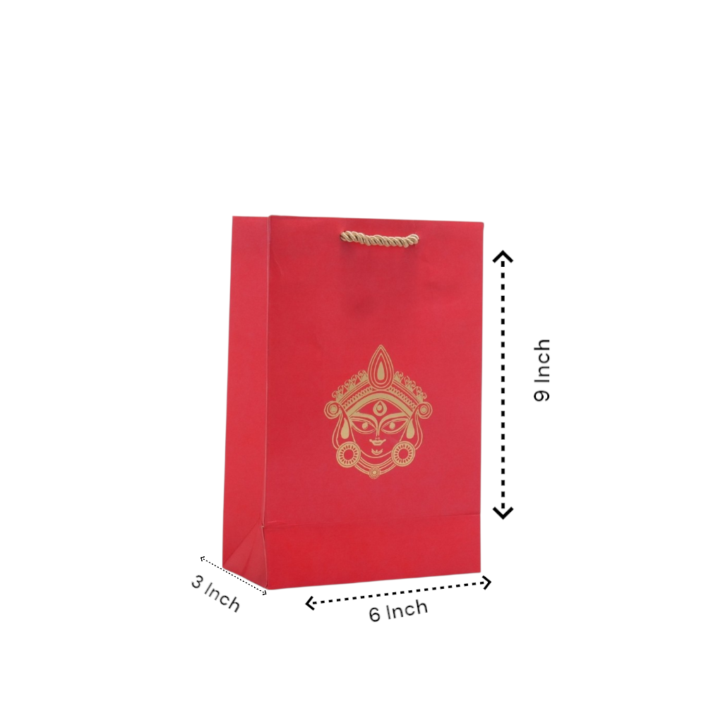 Goddess Durga Face Printed Paper Bag, Set of 10