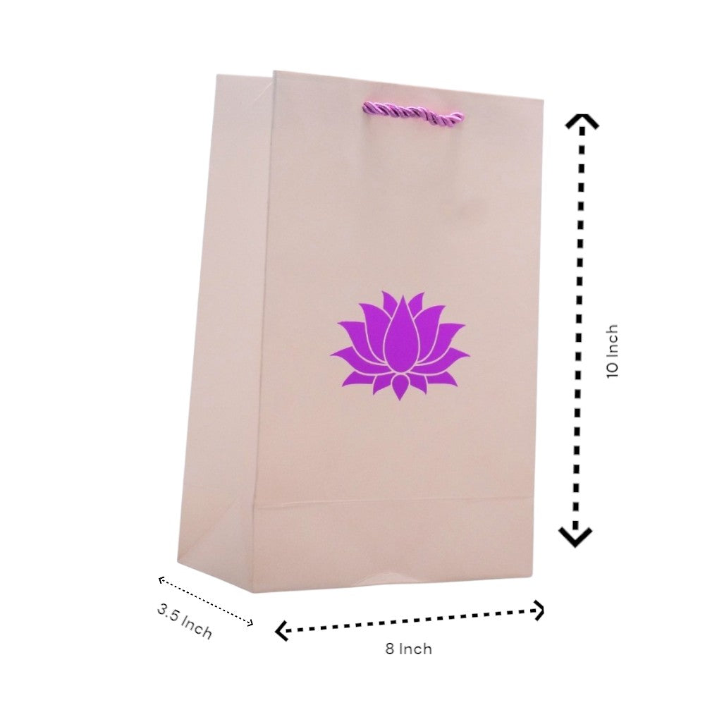 Lotus Printed Paper Bag, Size 8x10 Inches, Set of 5