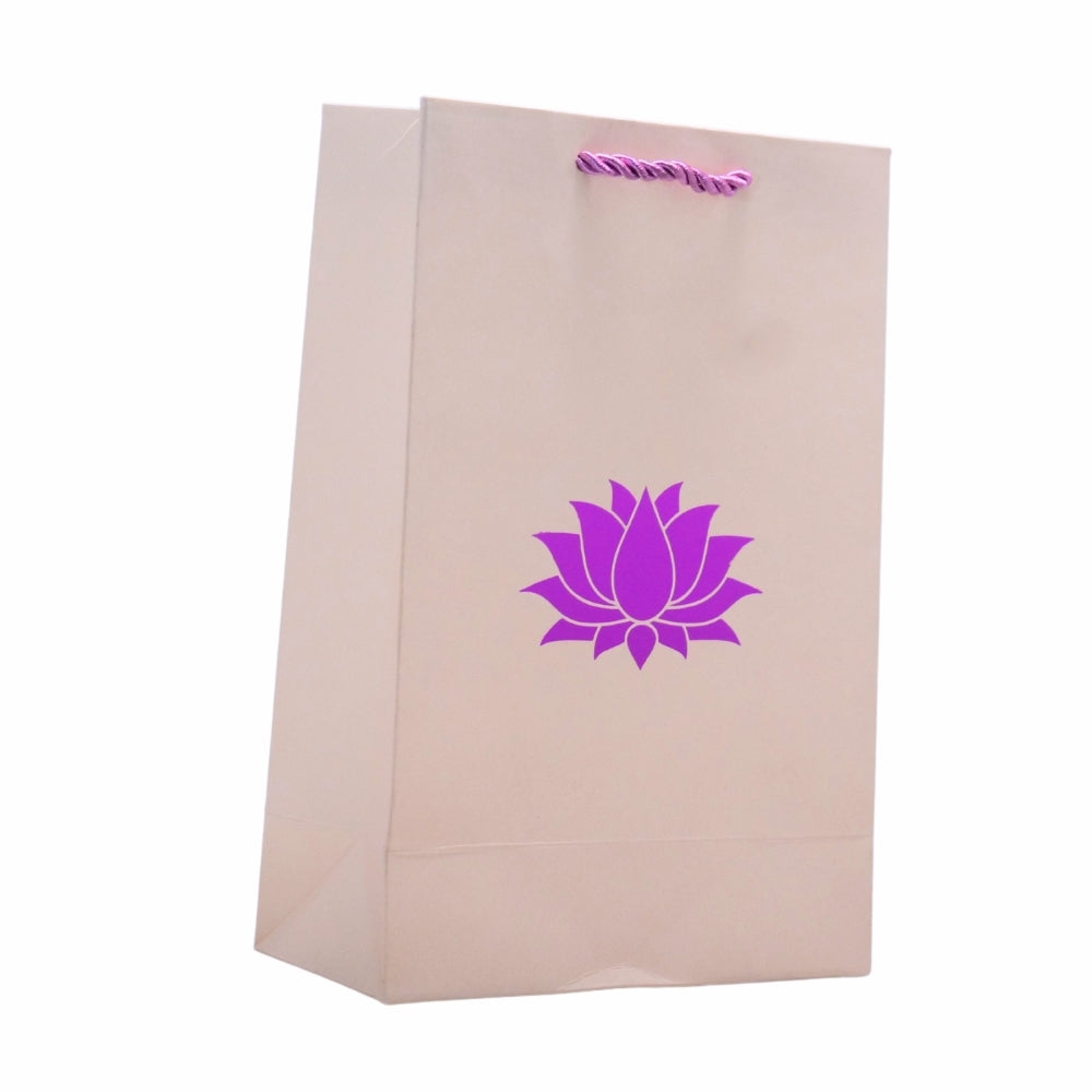 Lotus Printed Paper Bag, 6x9 Inches, Set of 10