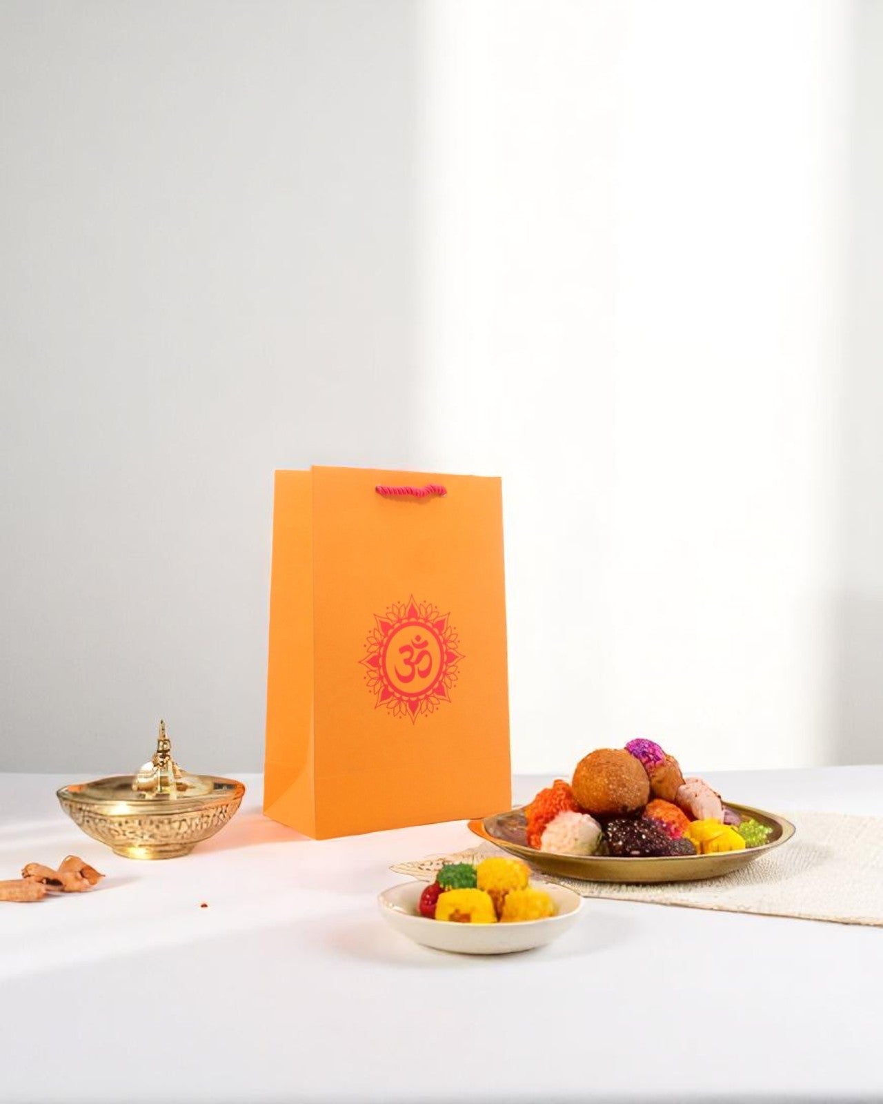 OM Symbol Printed Paper Bag, Set of 10