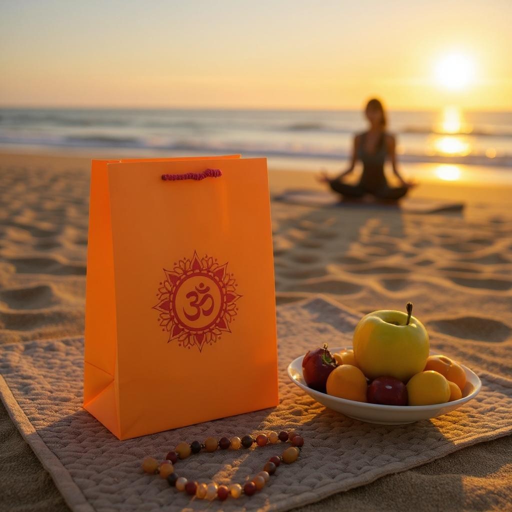 OM Symbol Printed Paper Bag, Set of 10
