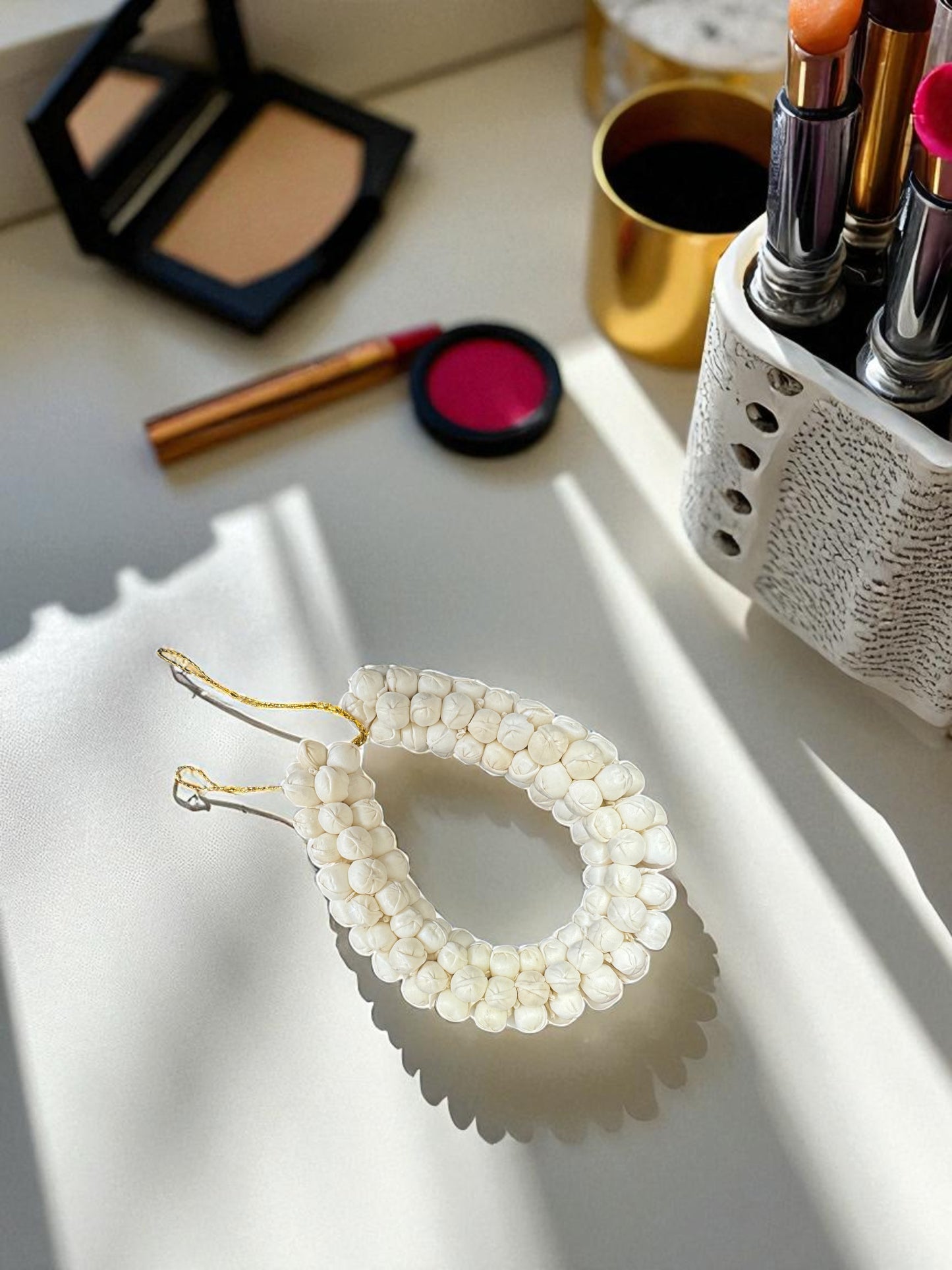 White Sola Wood Bun Gajra, Set of 5