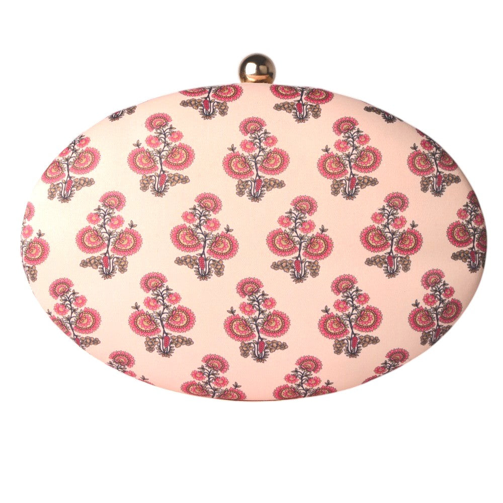 Exclusive Clutch with Flower Print & Metal Change Sling