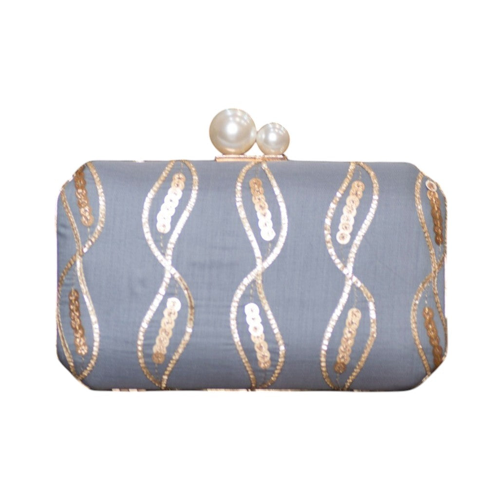 Exclusive Gray Clutch with Sequence Work