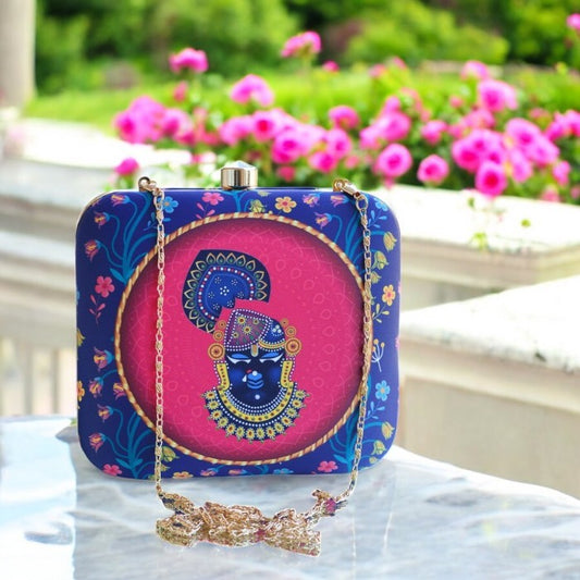 Box Clutch with lord Krishna Portrait