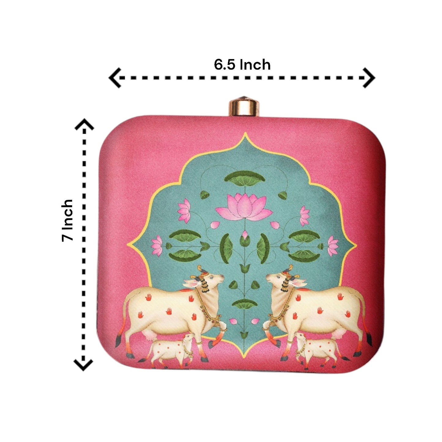 Exclusive Box Clutch with Pichawai & Calf Print